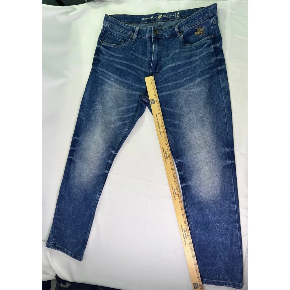 Beverly Hills Polo Club Men's Jeans Blue Acid Wash‎ Whiskered Straight Leg 38x30